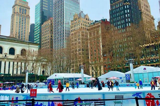 skaters on the Bryant Park rink